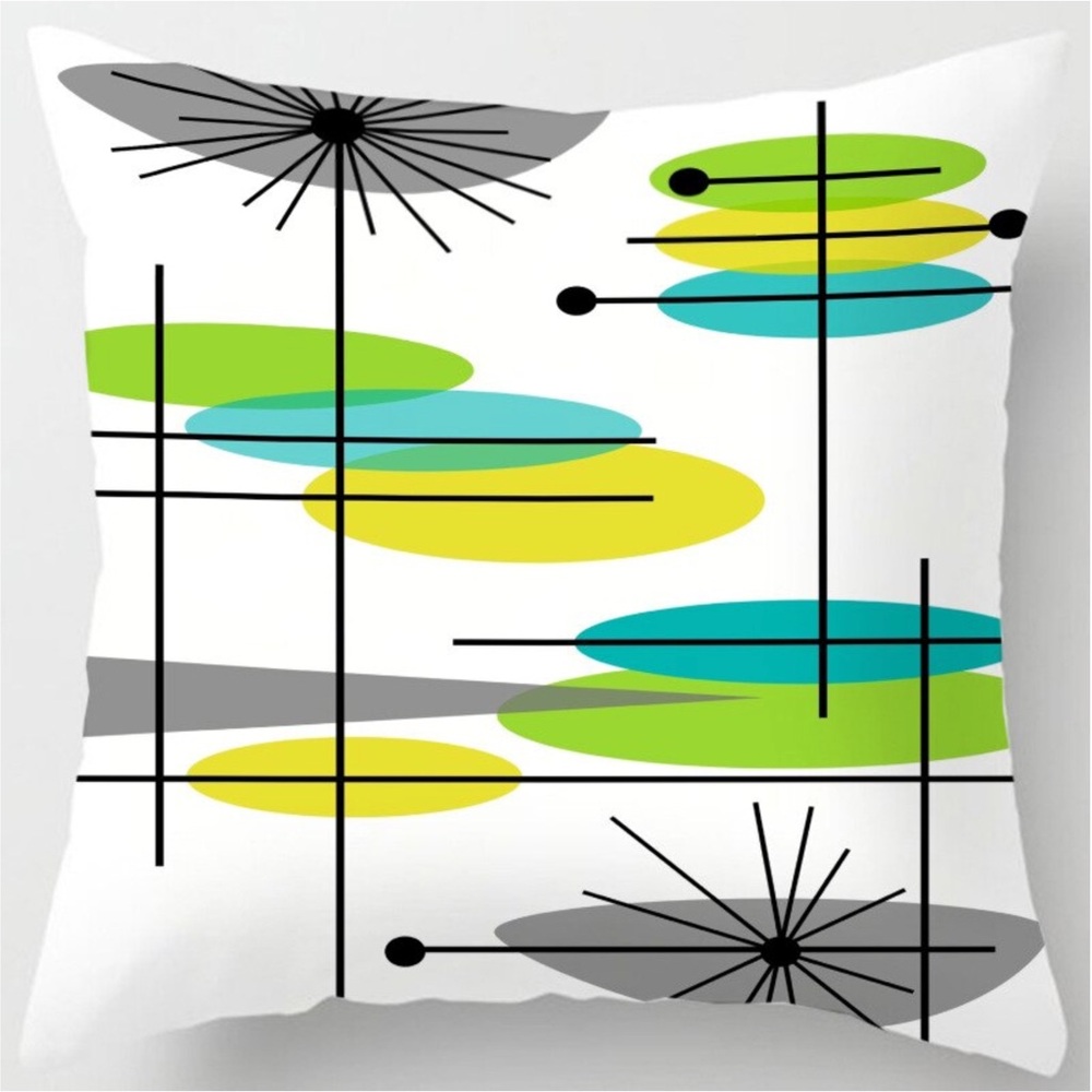 Mid Mod print pillow case cover hidden zipper cover only
